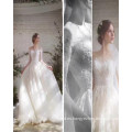 2017 Elegante Sexy ver a través de encaje de manga larga Appliqued blanco vestido de novia